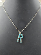Turquoise Cluster Letter Necklace