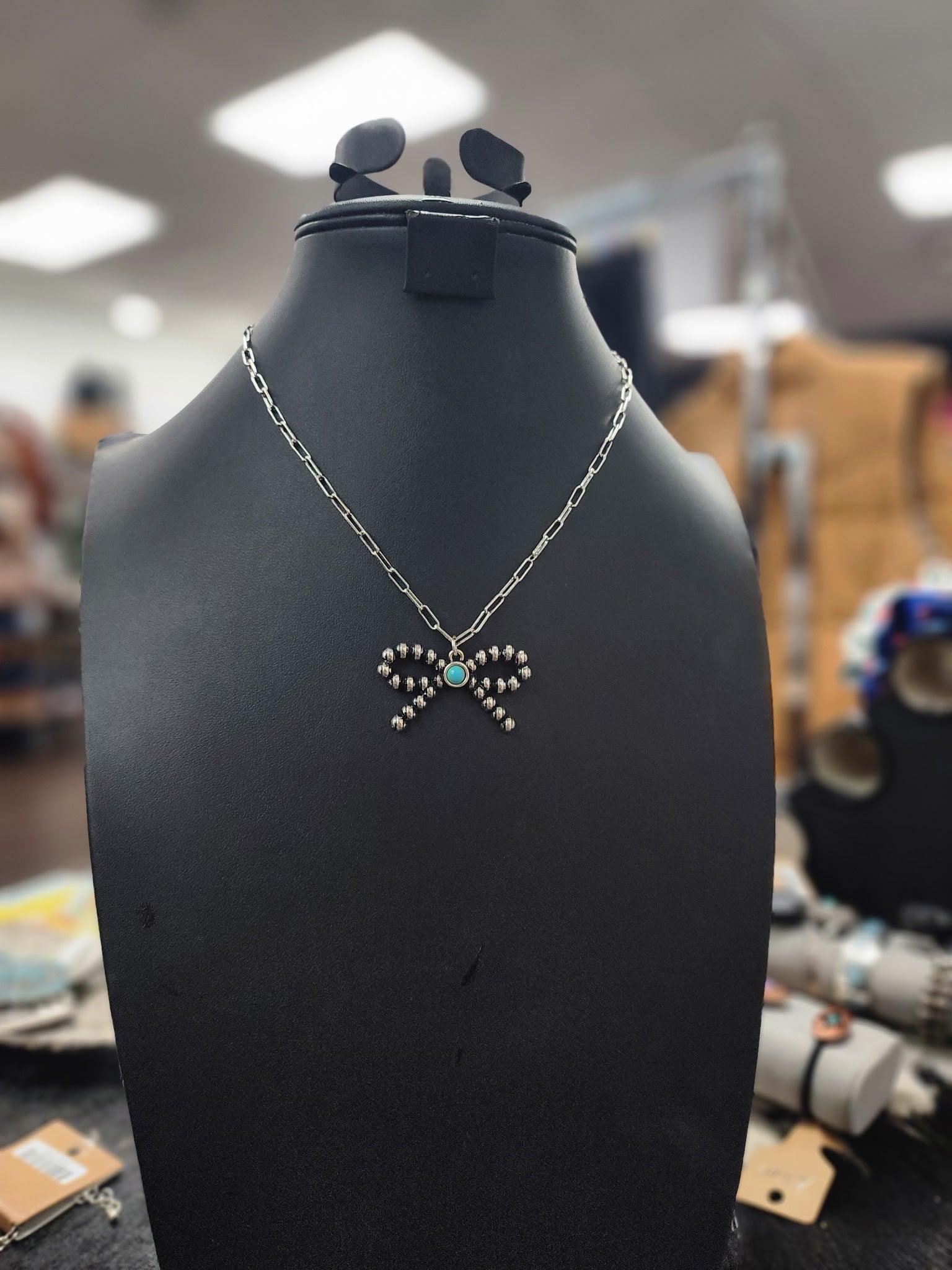 Turquoise Ribbon Pendant Necklace