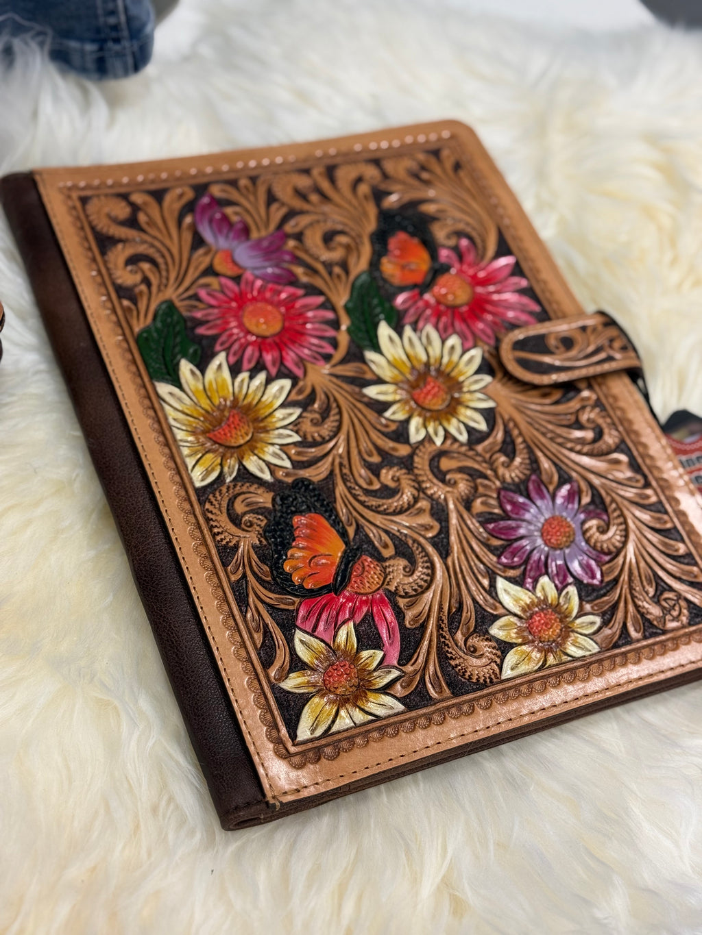 Hand Tooled Floral Butterfly Portfolio