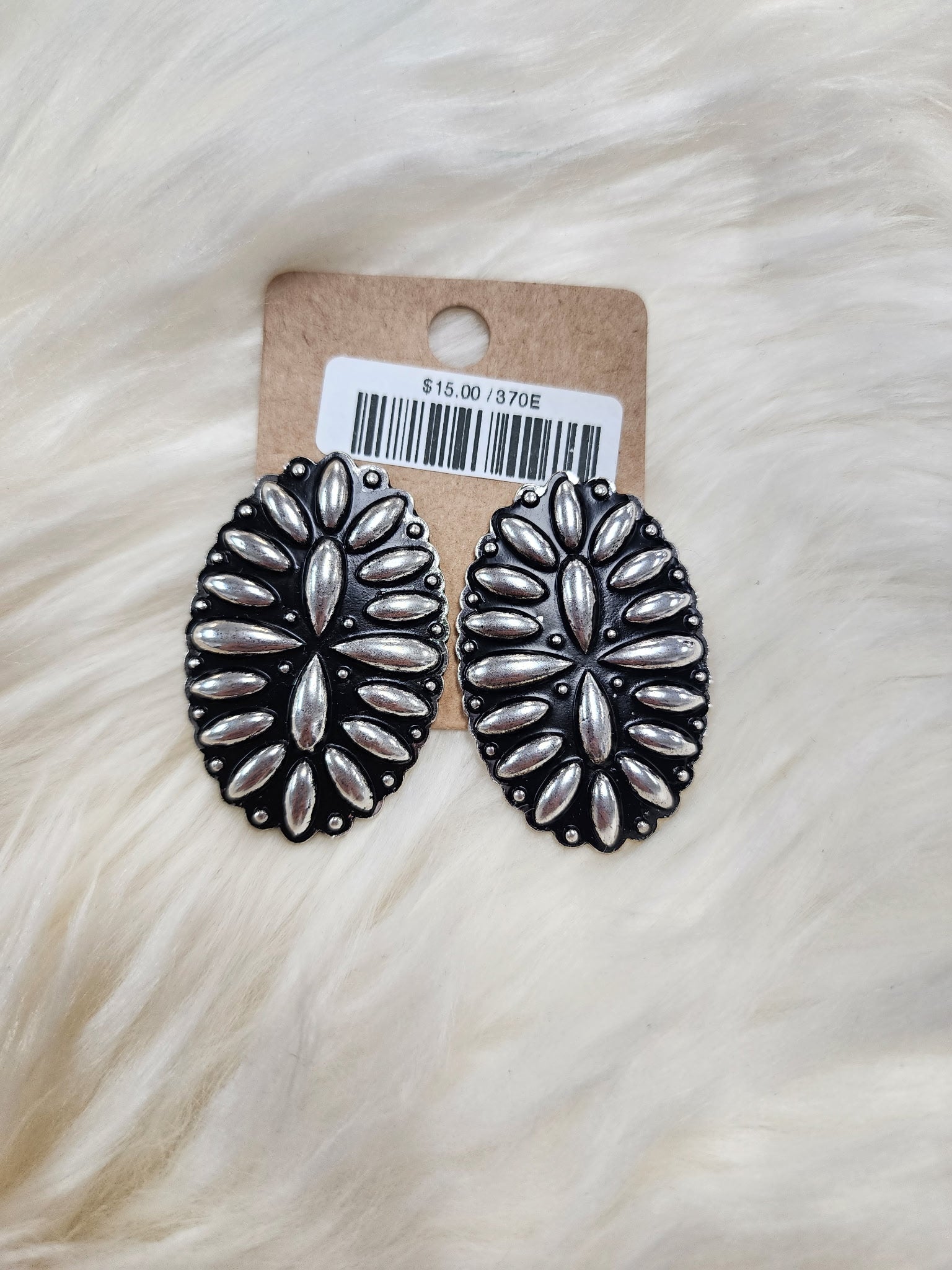 Oval Stamped Cluster Post Earrings