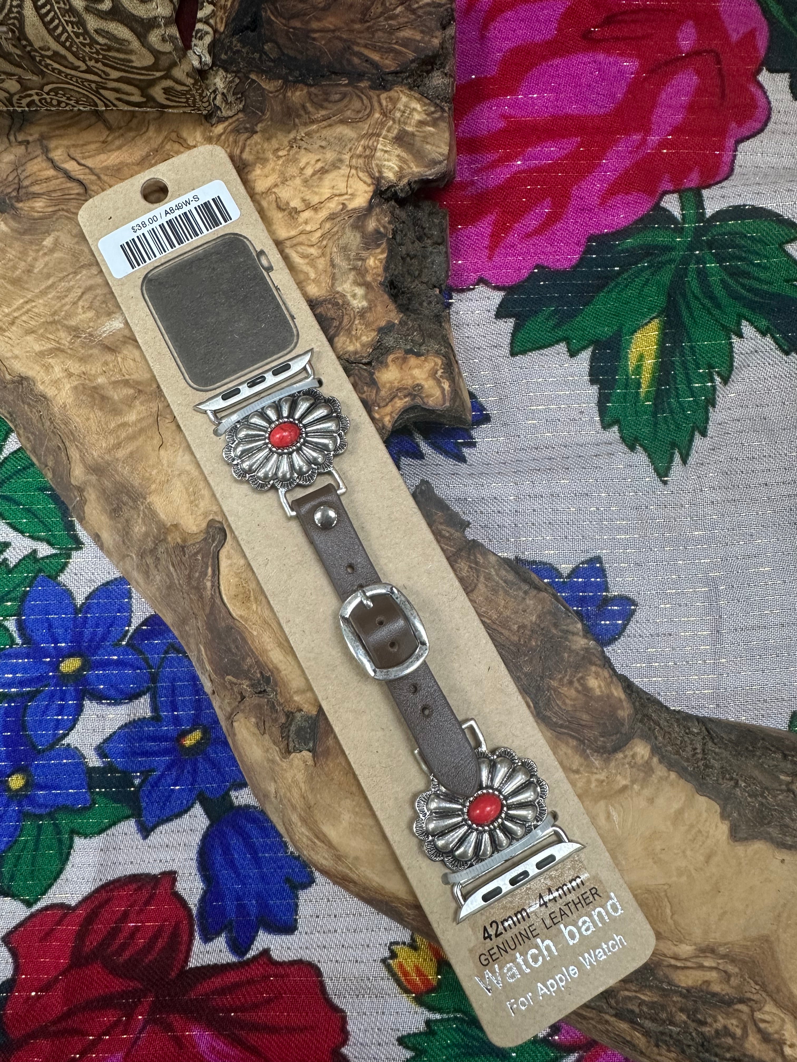 Coral Stamped Concho Watch Band