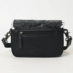 Black Tooled Leather Stitched Handbag