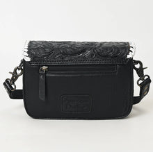 Load image into Gallery viewer, Black Tooled Leather Stitched Handbag
