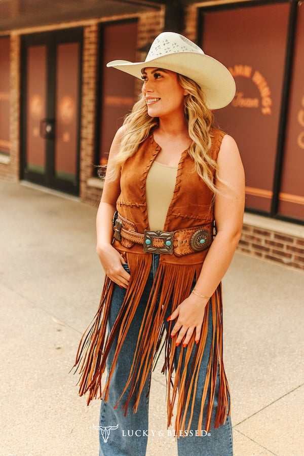 Brown Suede Fringe Vest