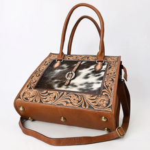 Load image into Gallery viewer, Tooled Leather Cowhide Tote Bag
