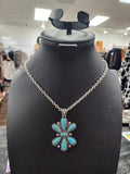 Turquoise Ribbon Cluster Pendant Necklace