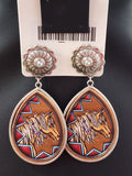 Leather Embossed Horse Concho Post Earrings