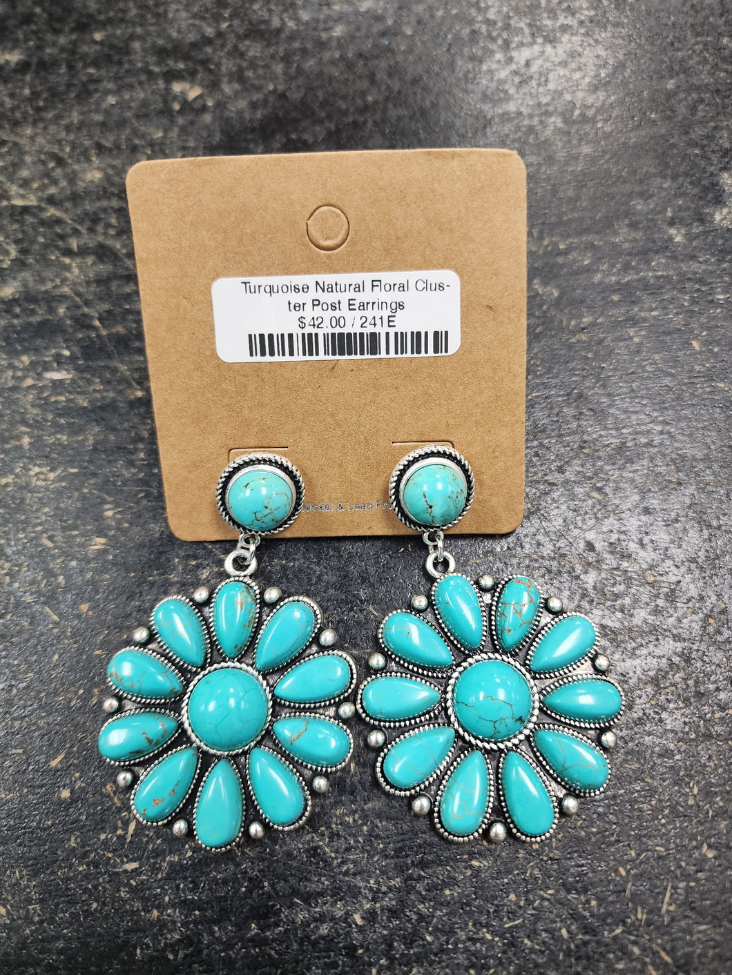 Turquoise Natural Floral Cluster Post Earrings