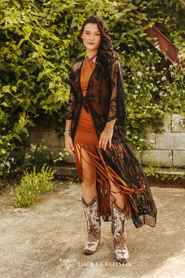 Black Western Lace Duster
