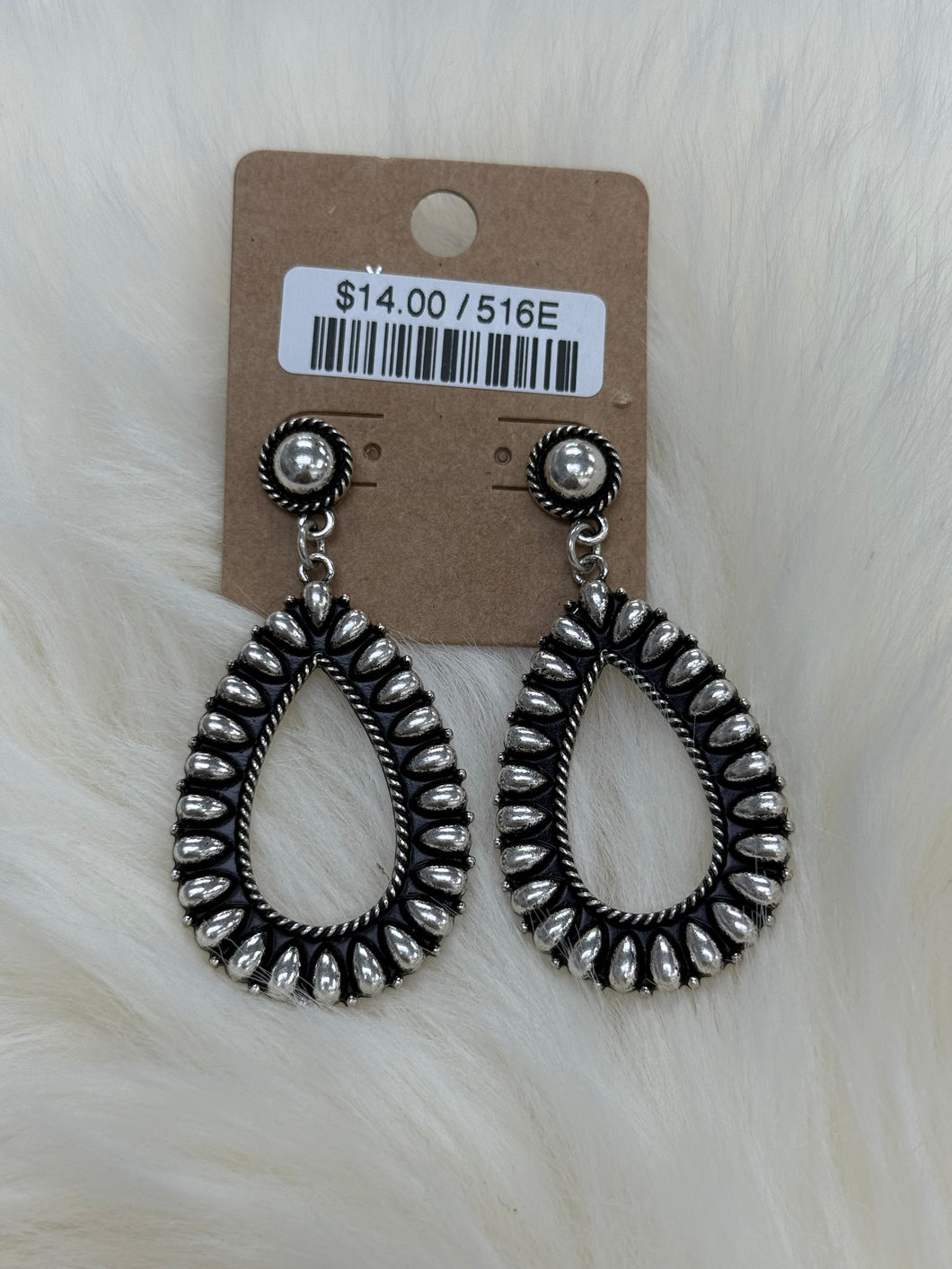 Silver Stamped Hoop Post Earrings