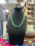 Multi-Colored Layered Bead Necklace and Earrings Set
