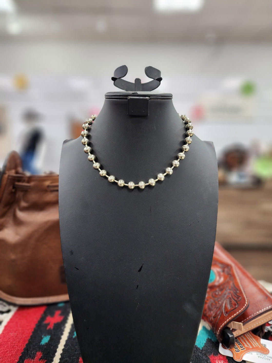 Silver Pearl Bead Necklace