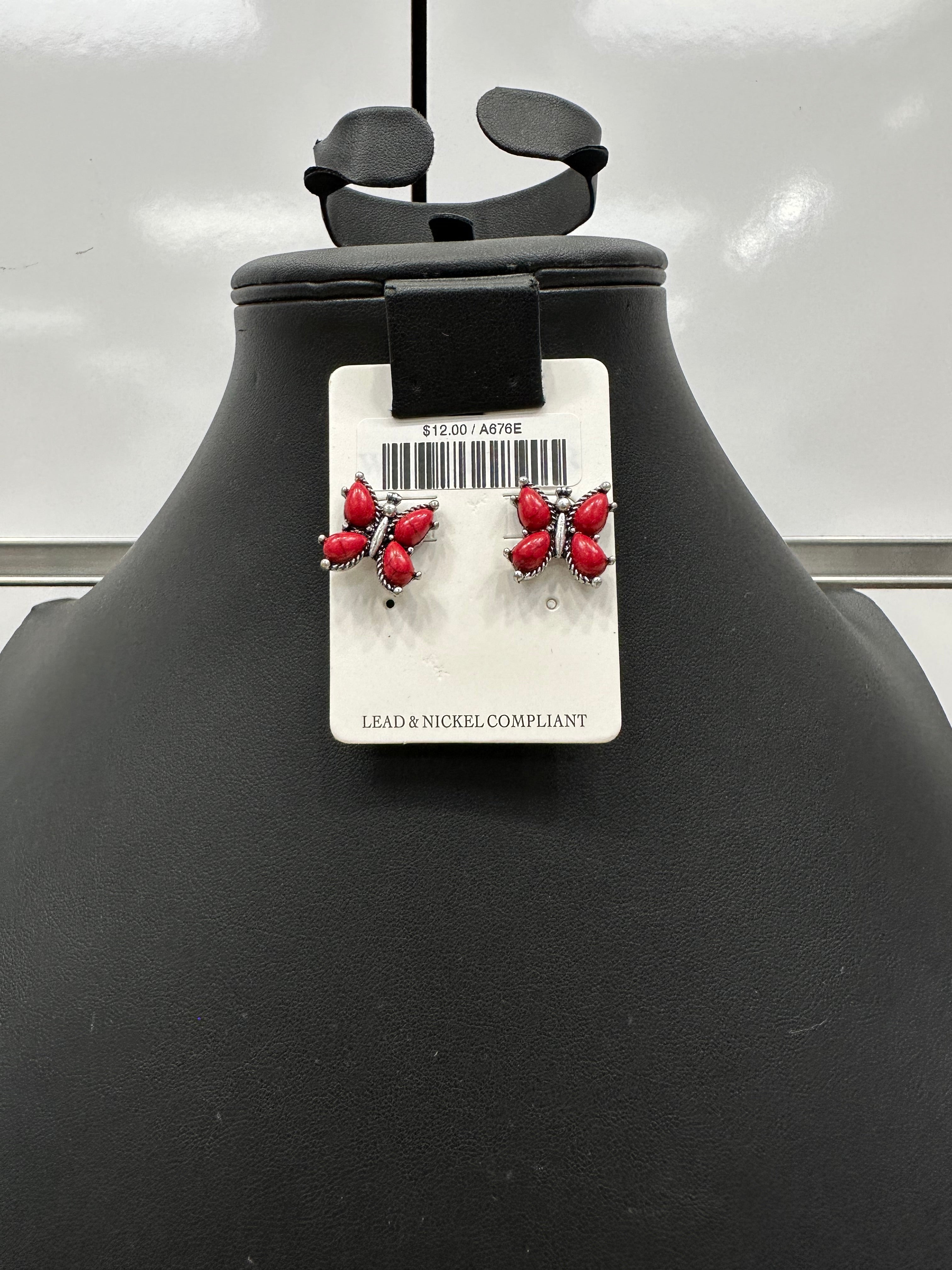 Coral Butterfly Post Earrings