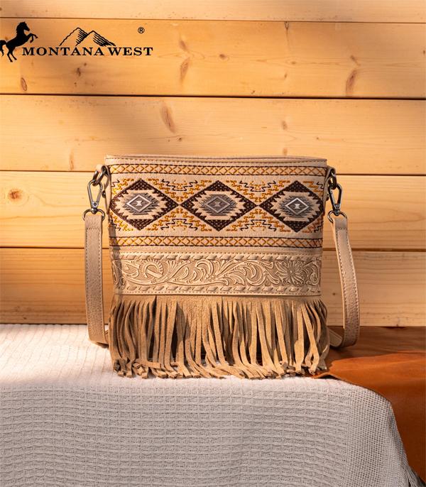 Montana West Tan Aztec Fringe Crossbody