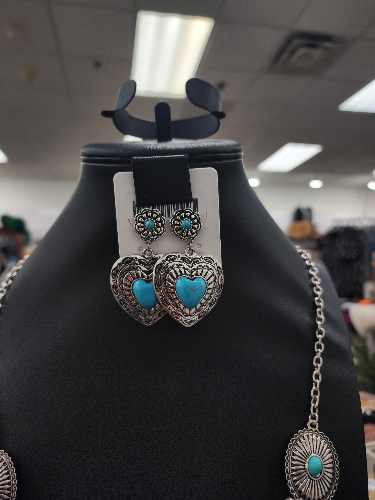 Turquoise Heart Post Earrings