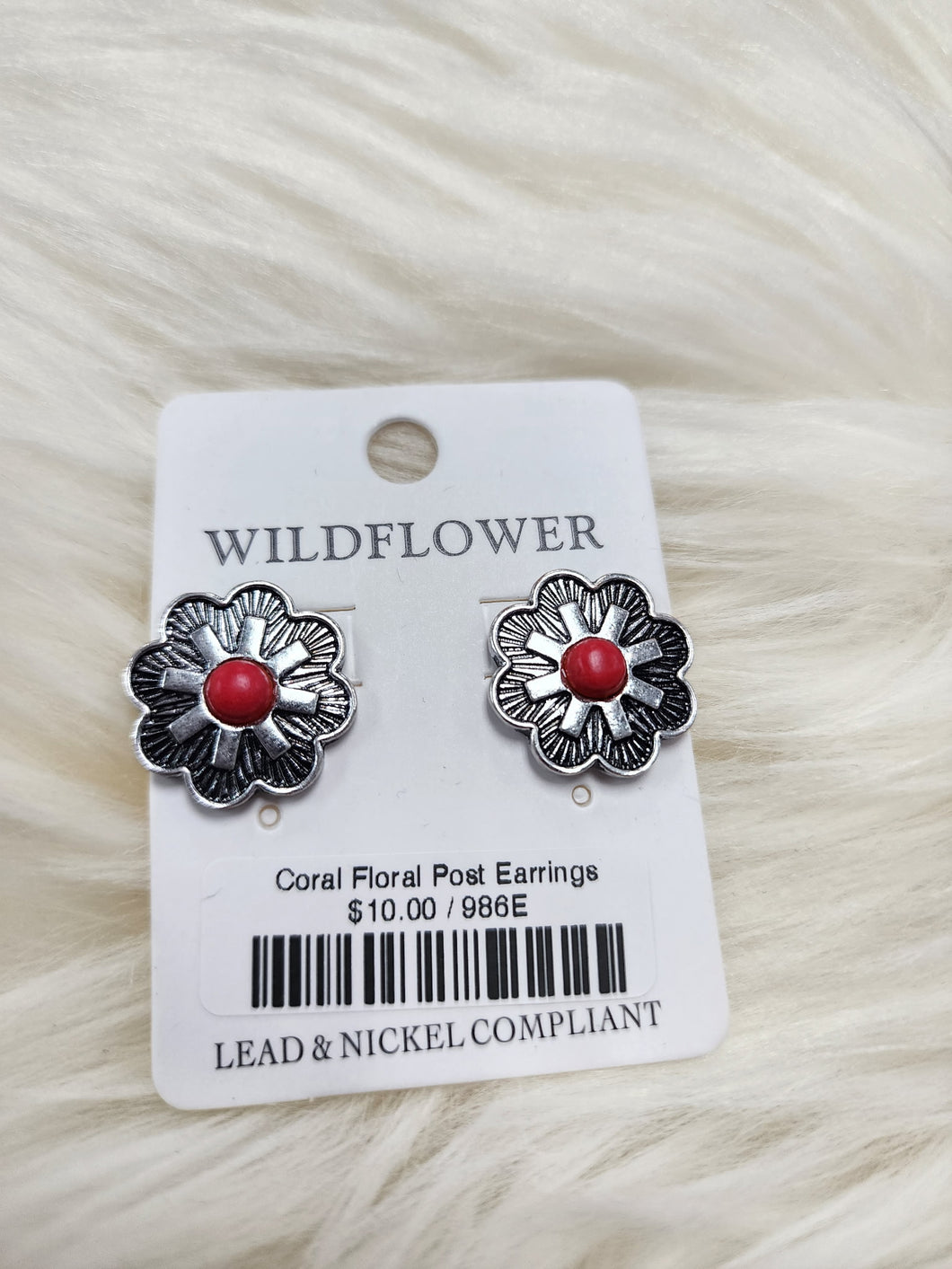 Coral Floral Post Earrings