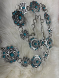 Turquoise Floral Blossom Concho Belt