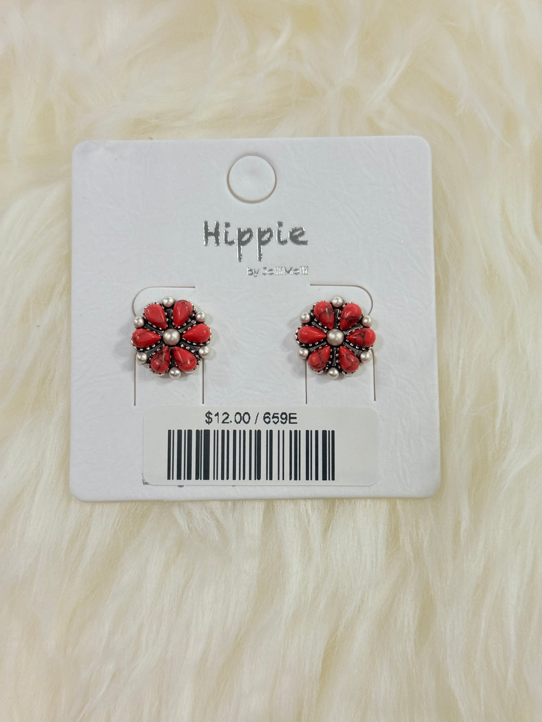 Coral Floral Post Earrings