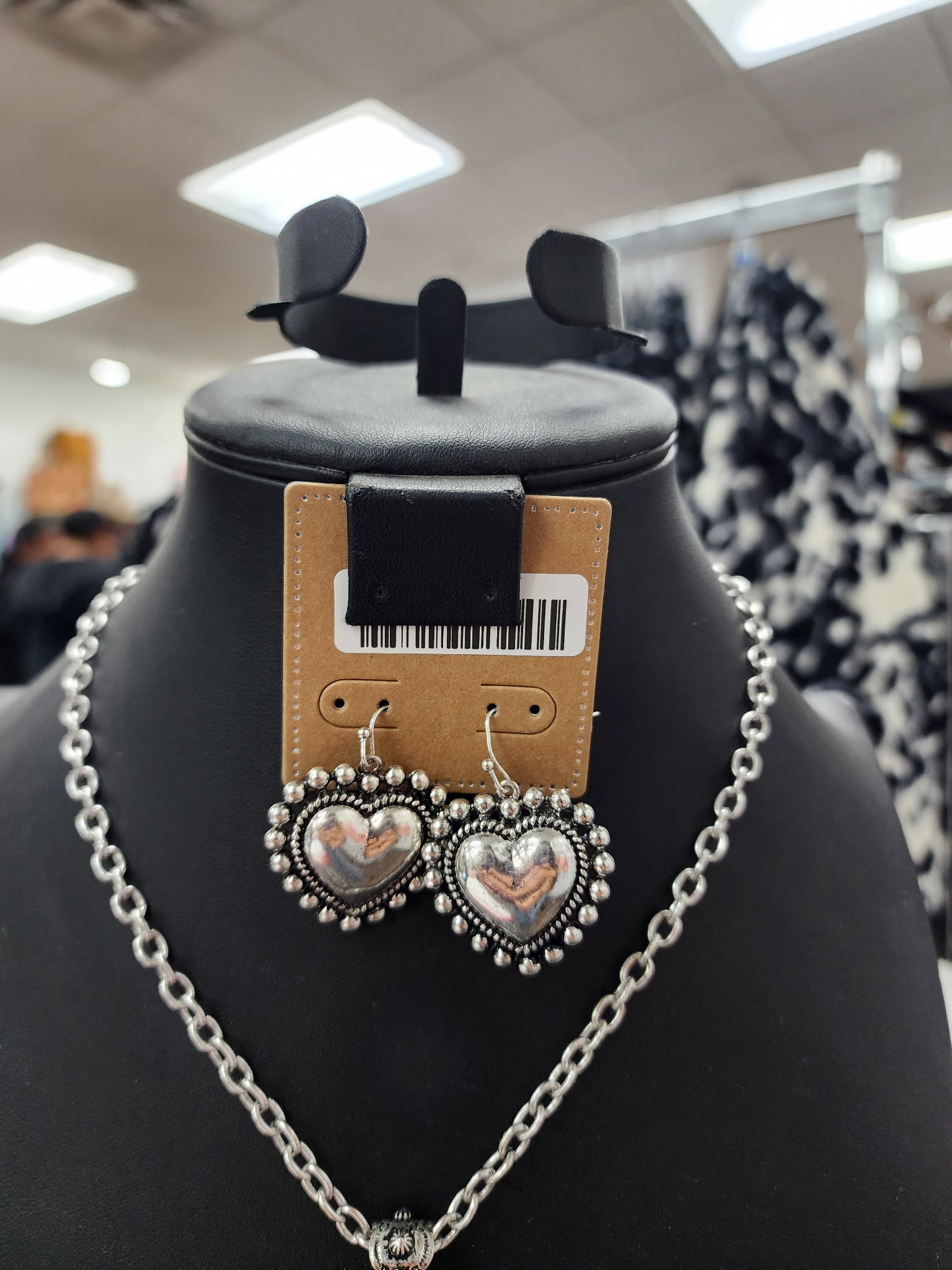 Silver Heart Fishhook Earrings