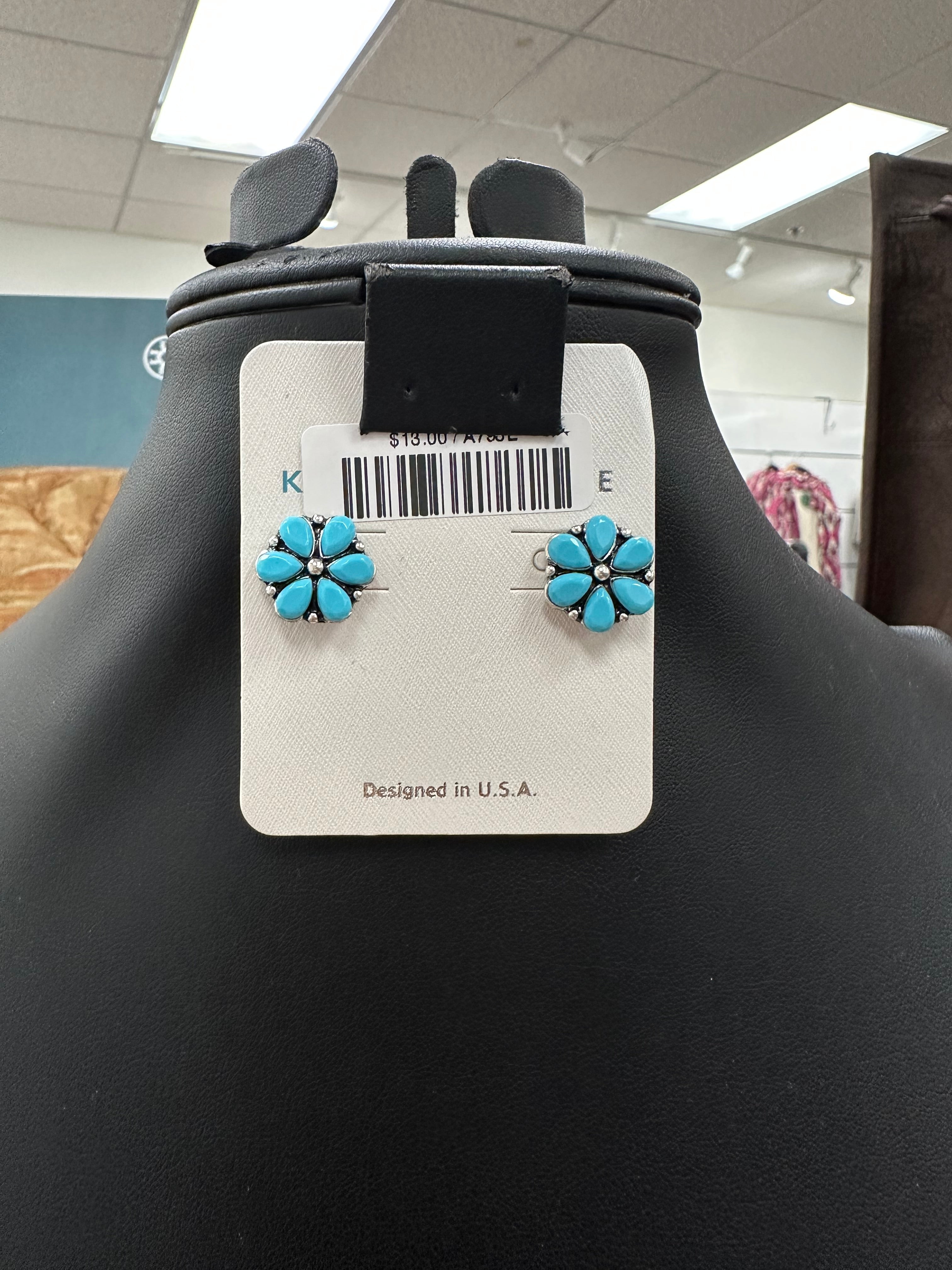 Turquoise Floral Post Earrings