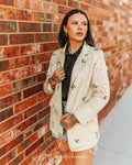 Beige Pleated Brands Blazer