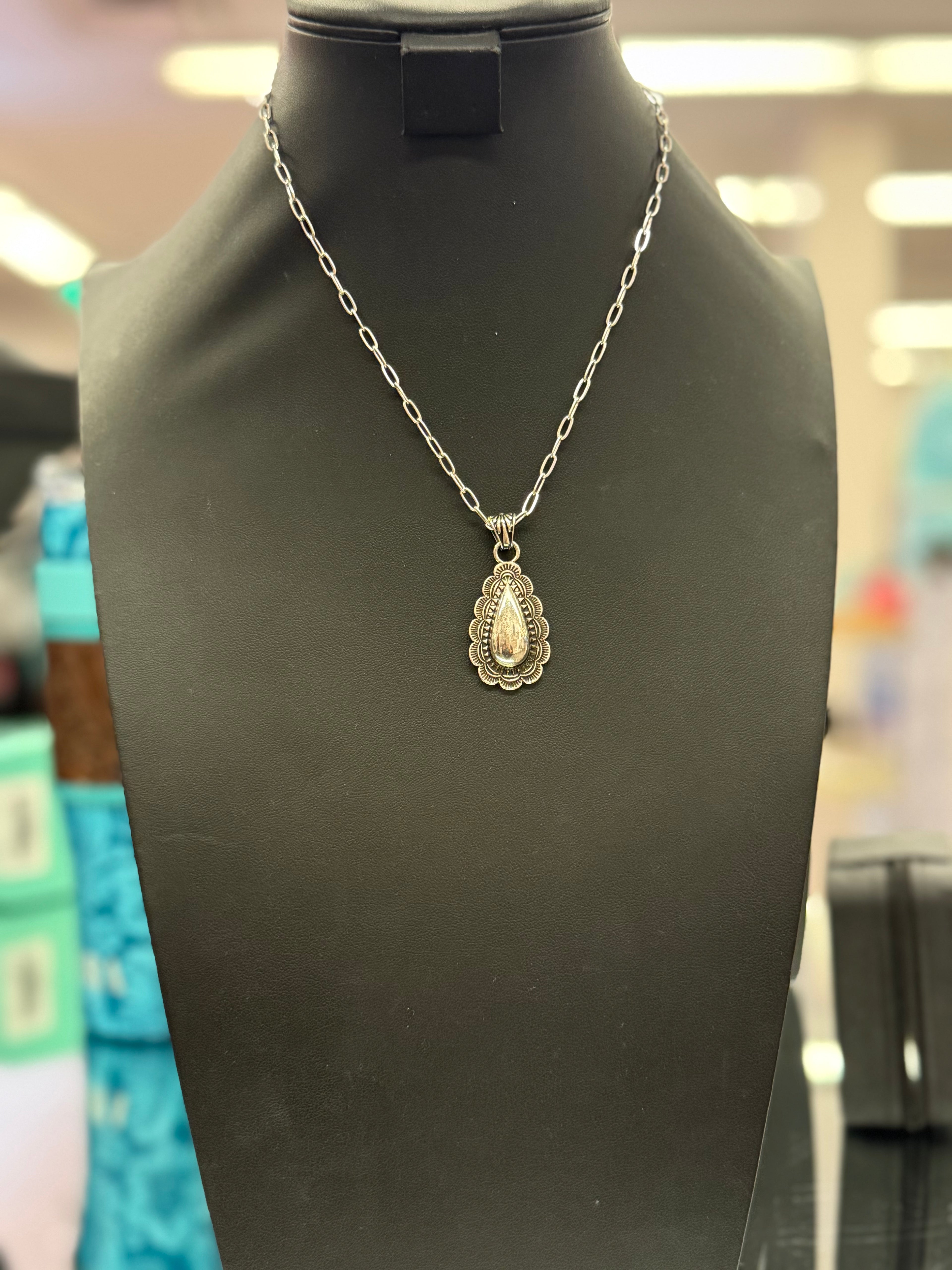 Stamped Pendant Necklace
