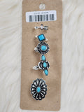 Turquoise Concho 4PC Ring Set