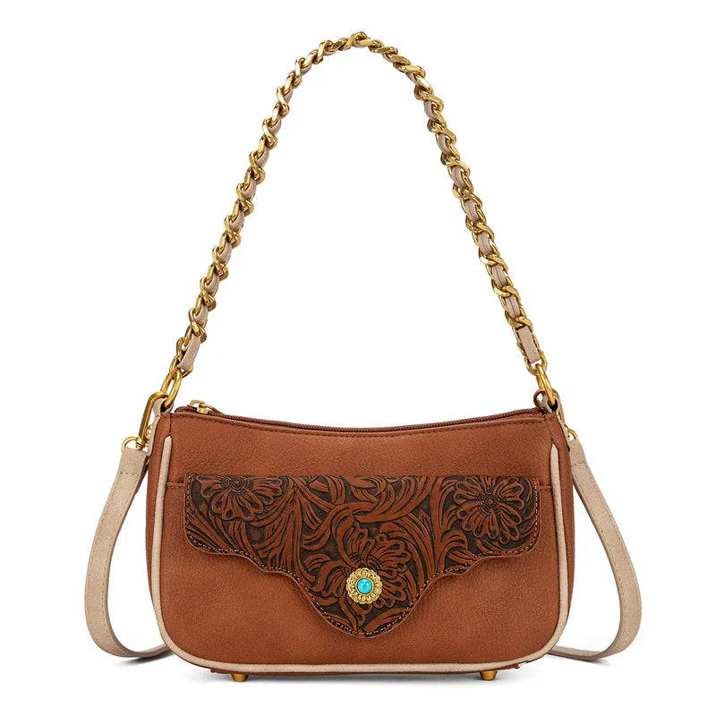 Montana West Brown Embossed Crossbody
