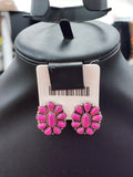 Pink Cluser Post Earrings