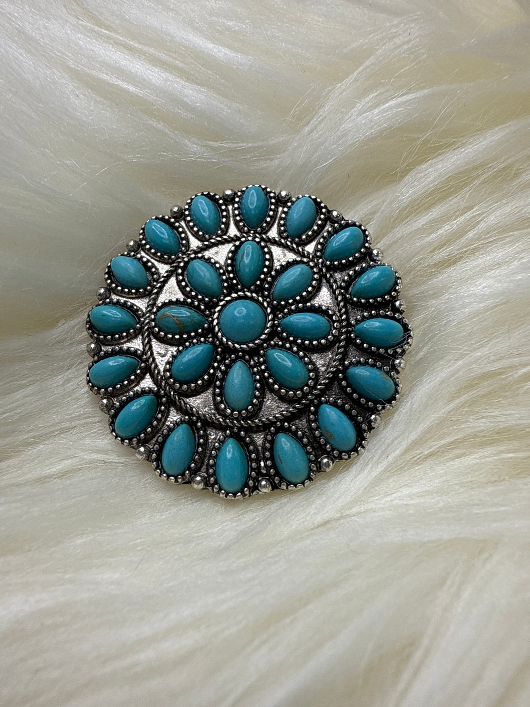 Turquoise Floral Brooch Pin