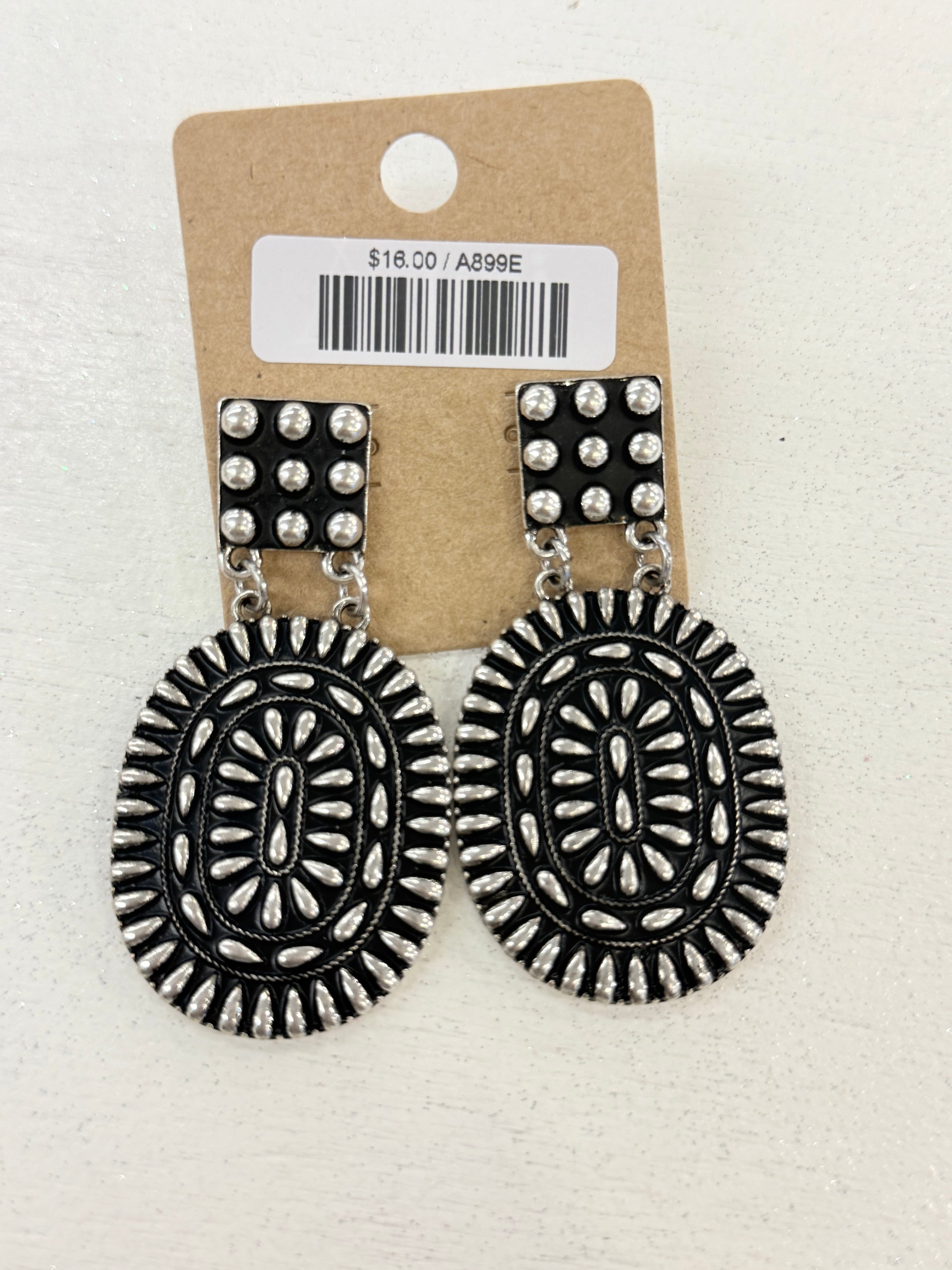 Oval Stamped Cluster Post Earrings
