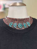 Turquoise Cluster Necklace and Earrings Set