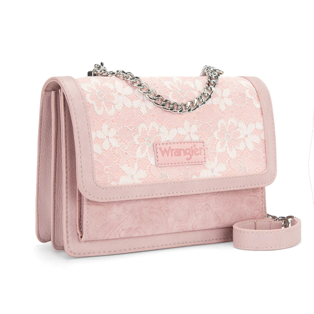 Wrangler Pink Lace Crossbody Purse