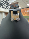 Stamped Crystal Heart Fishhook Earrings