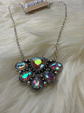 Crystal Heart Half Cluster Pendant Necklace
