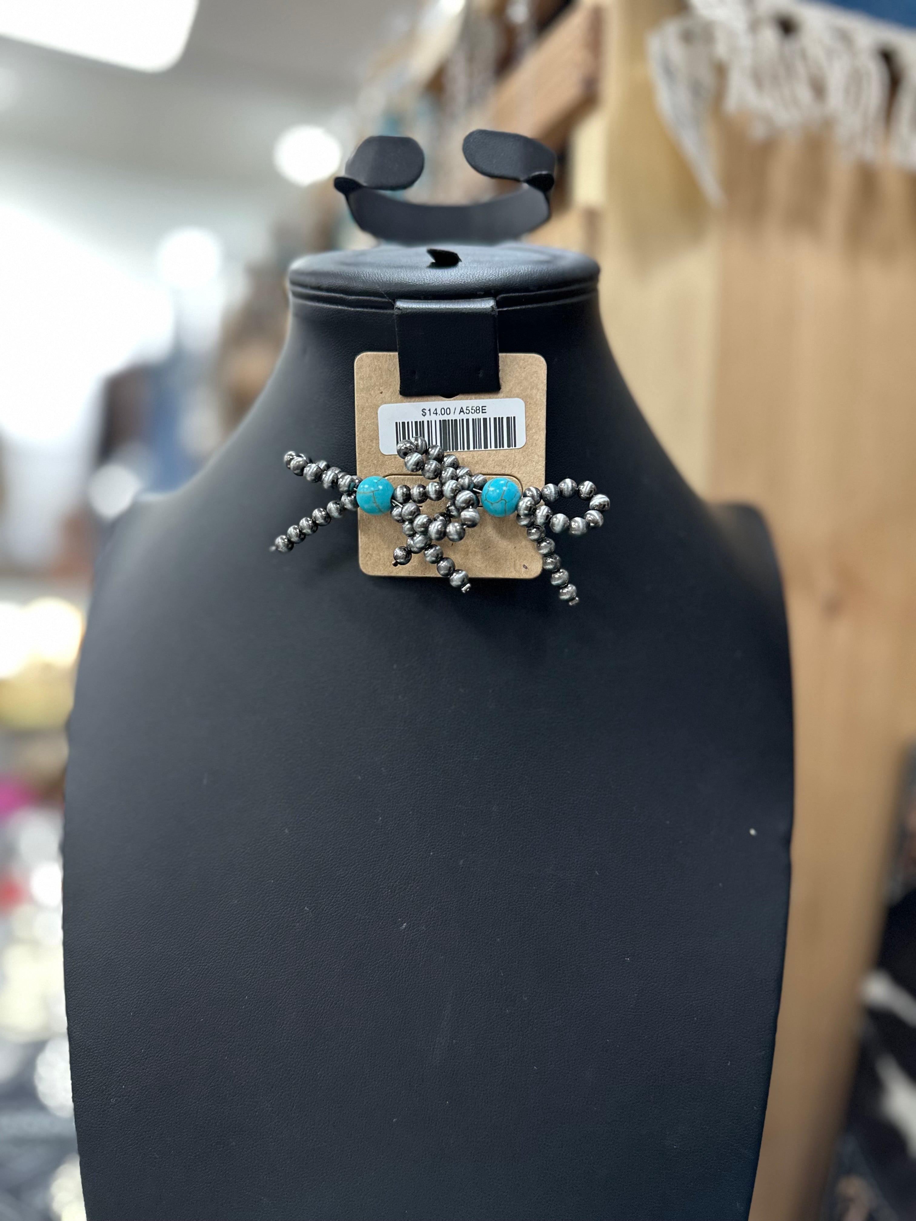 Turquoise Pearl Ribbon Post Earrings