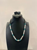 Turquoise Stamped Pearl Necklace
