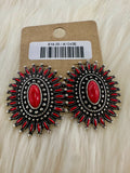 Coral Needlepoint Cluster Post Earrings