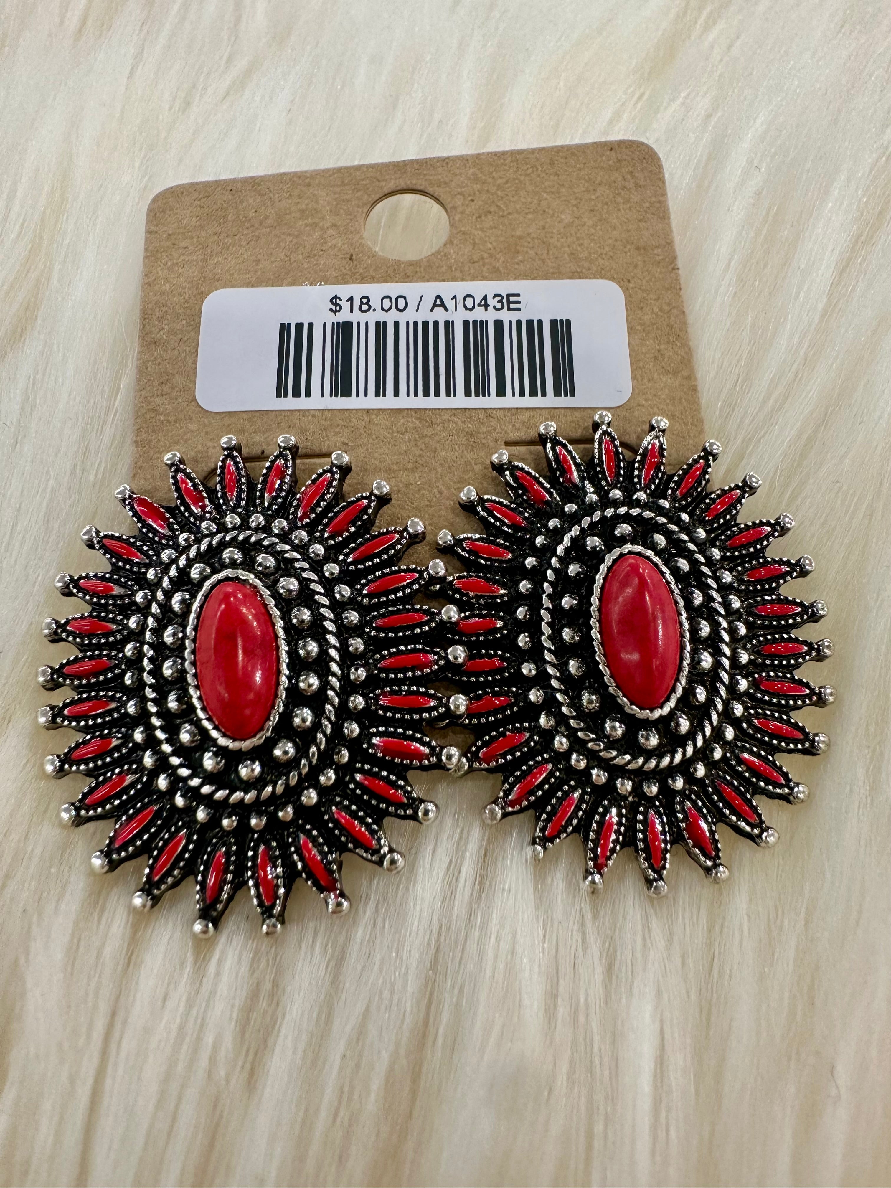 Coral Needlepoint Cluster Post Earrings