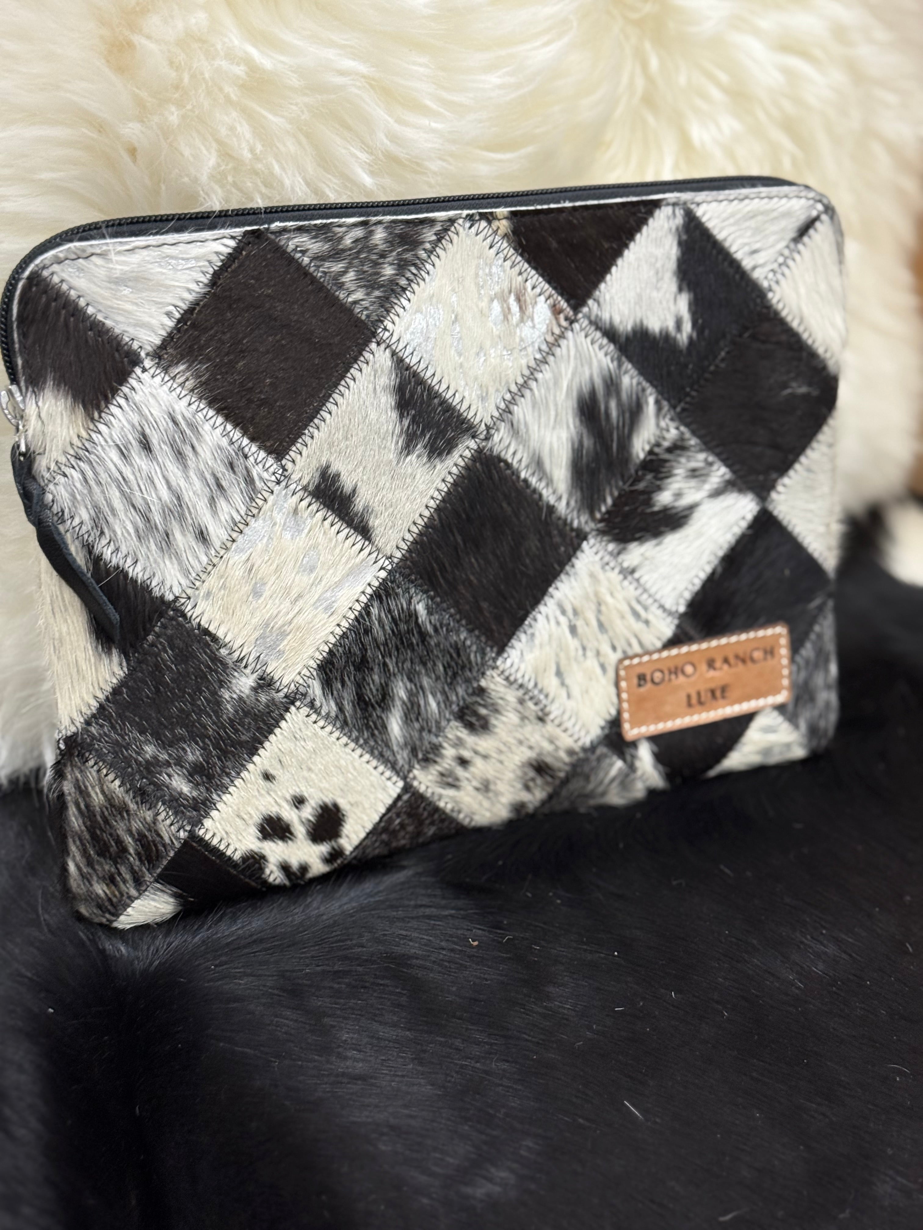 Black & White Cowhide Laptop Sleeve