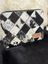 Load image into Gallery viewer, Black &amp; White Cowhide Laptop Sleeve
