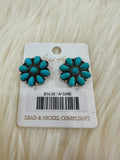 Turquoise Floral Post Earrings