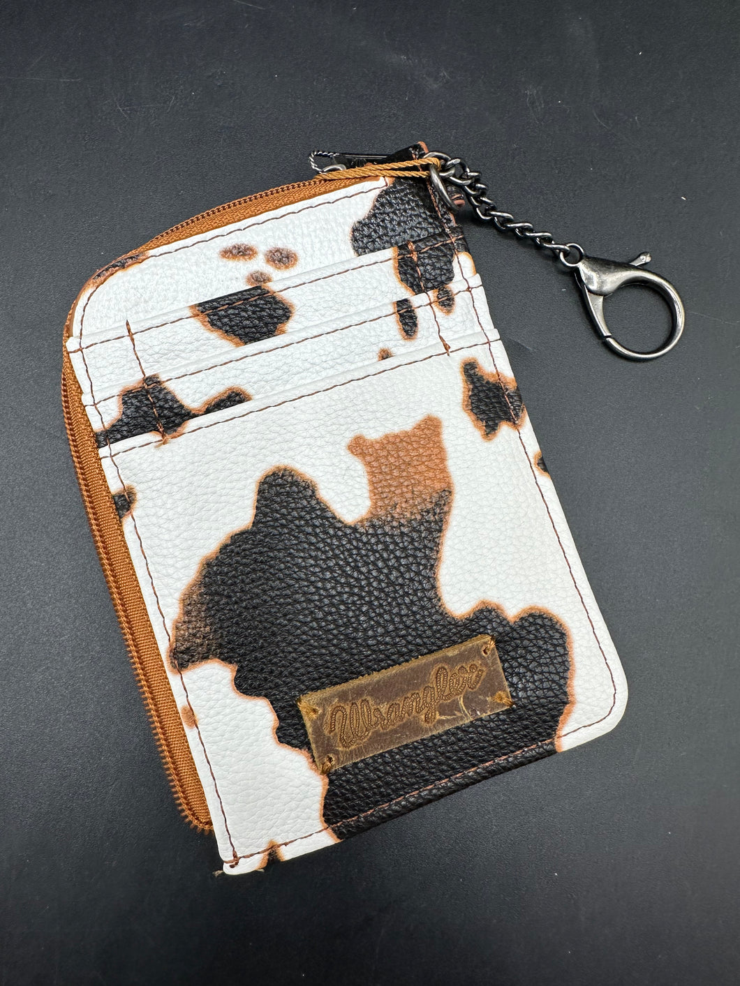 Wrangler Brown Cow Print Card Holder