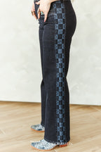 Checked in Western Denim Jeans