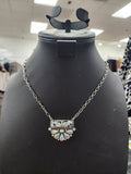 White Bar Crystal Half Cluster Necklace