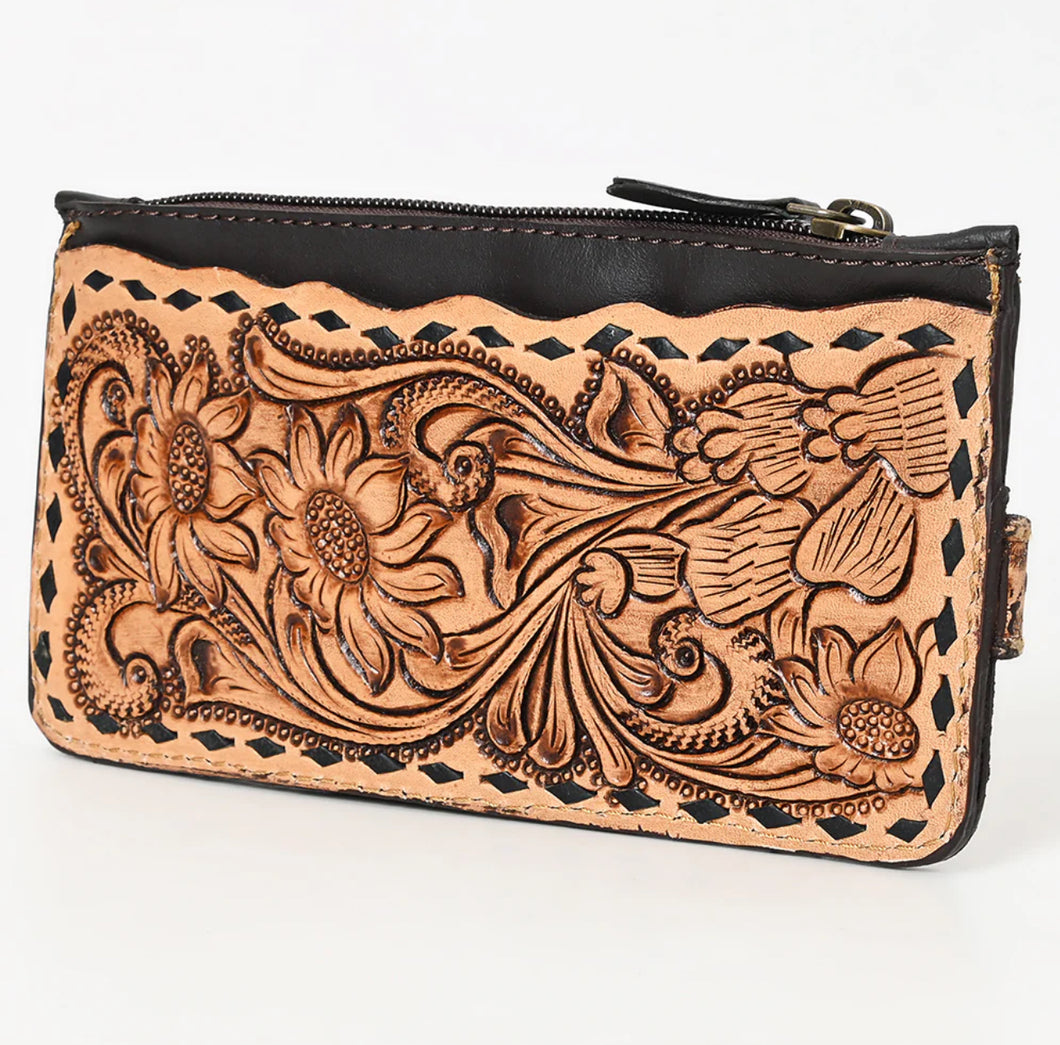 Tooled Leather Card Wallet