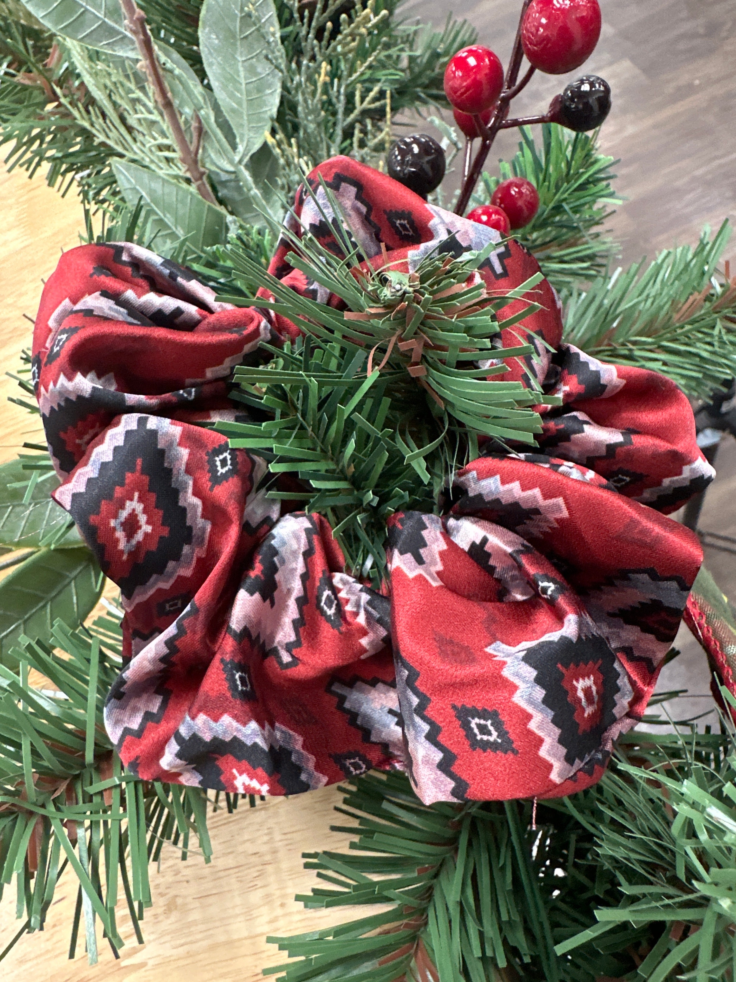 RED AZTEC SCRUNCHIE