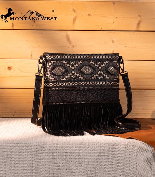 Montana West Black Aztec Fringe Crossbody