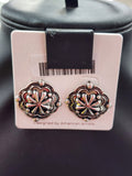Silver Stamped Concho Post Earrings