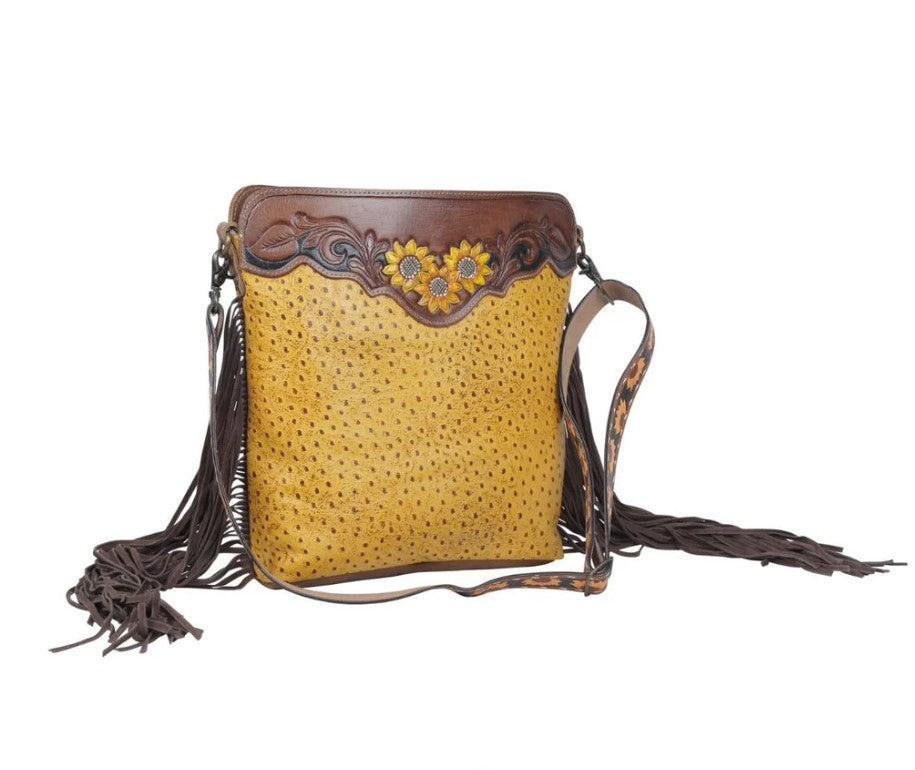 Drops of the Sun Tooled Leather Crossbody